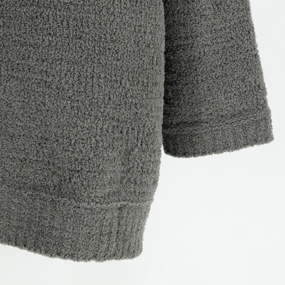 Sunday Citizen Gray Microfiber Zip Up Hoodie Oversized Teddy Fleece One Size